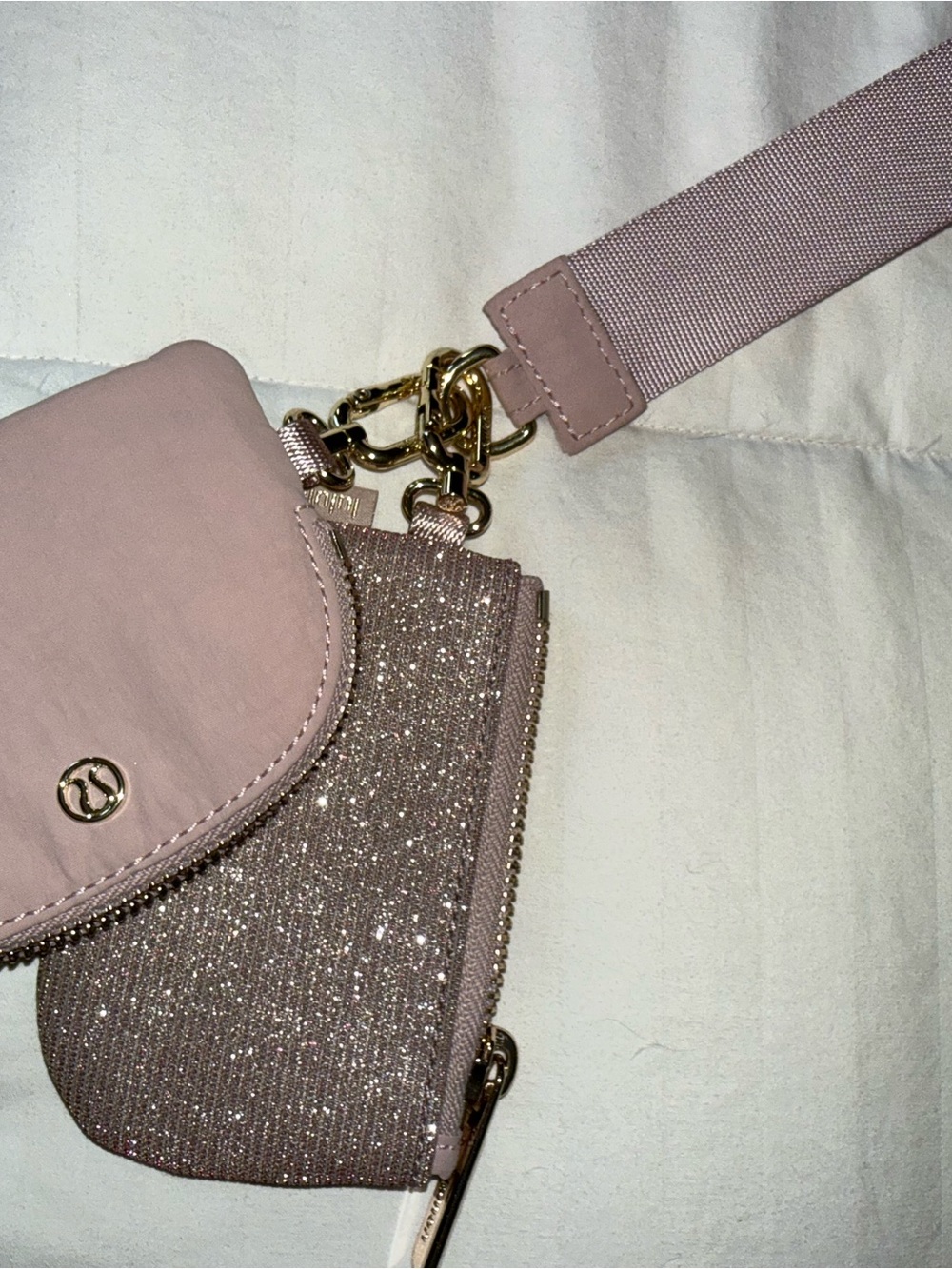 lululemon athletica Blush Pink Double Pouch Wristlet with Gold Hardware - Picture 2 of 2